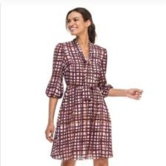 Gal Meets Glam Lindsay Painted Windowpane Dress size 4 - Picture 1 of 7